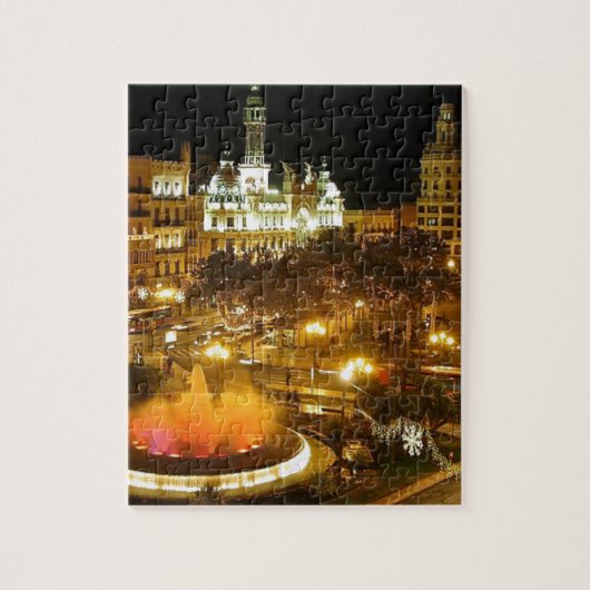 Puzzle Skyline de nuit Madrid (Vertical)