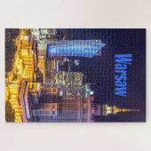 Puzzle Skyline nocturne de Varsovie en Pologne (Horizontal)