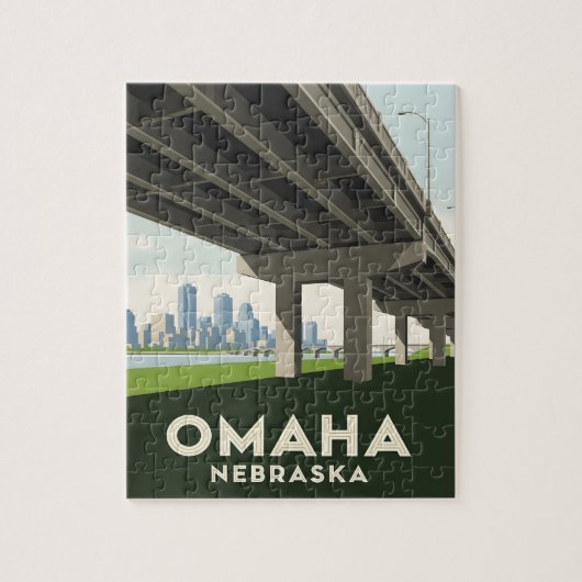 Puzzle Skyline Omaha Nebraska sous un grand pont (Vertical)