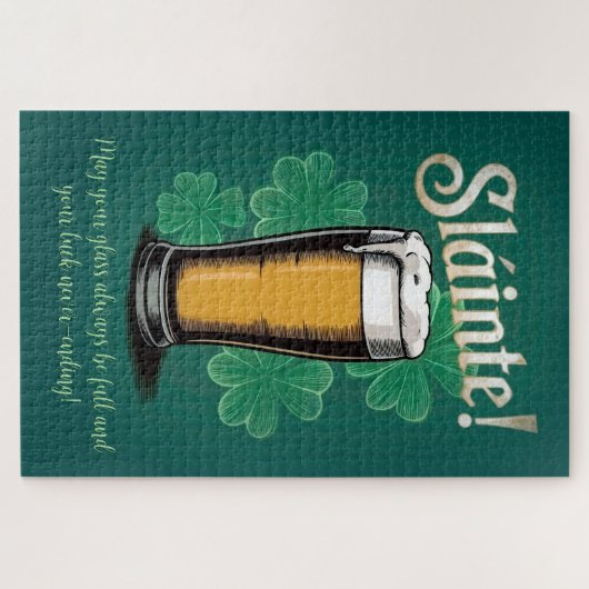 Puzzle Slàinte ! Saint Patrick's Day Pint of Beer on Gree (Horizontal)