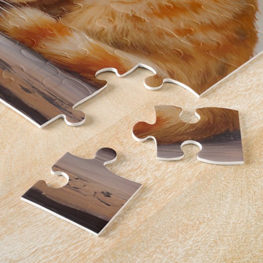 Puzzle Sleeping Ginger Cat and Hydrangeas (Côté)