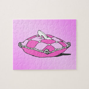 Puzzle Slipper Cendrillon sur Coussin rose
