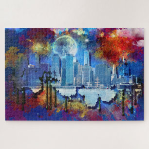Puzzle SlipperyJoe NYC graffiti lune entourée de tourbill