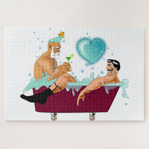 Puzzle SlipperyJoe's deux gays hommes aiment la baignoire