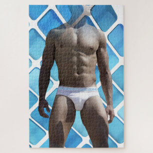 Puzzle SlipperyJoe's homme musclé six-pack ventre blanc s
