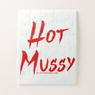Puzzle SlipperyJoe's hot mussy audacieux texte rouge vif 