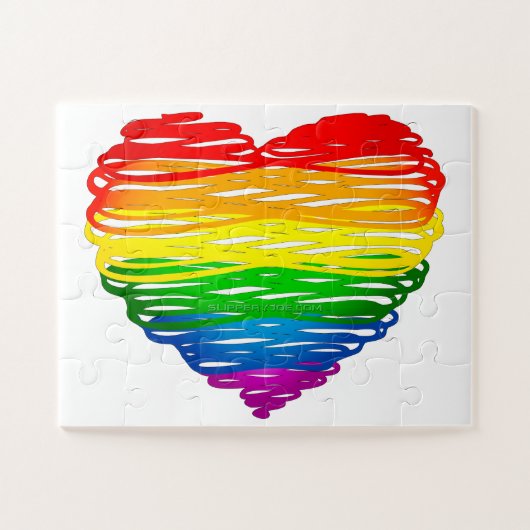Puzzle SlipperyJoe's Pride Heart Scribbles forme de coeur (Horizontal)