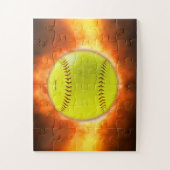 Puzzle SlipperyJoe's softball on fire flames fireball ras (Vertical)