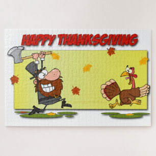 Puzzle SlipperyJoe's Thanksgiving drôle pèlerin feuille r