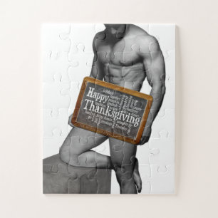 Puzzle SlipperyJoe's Thanksgiving man hot six pack abs un