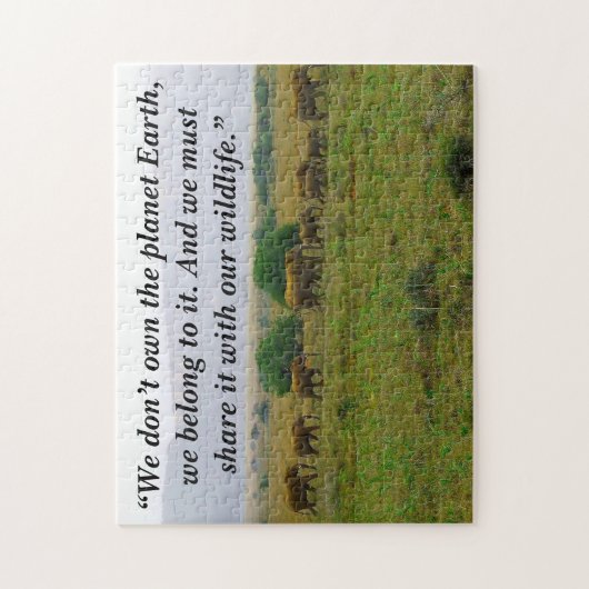 Puzzle Slogan personnalisé/Conservation Elephant Mountain (Vertical)