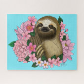 Puzzle Sloth and Flowers (Horizontal)