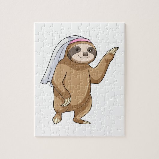 Puzzle Sloth as Bride with Veil (Vertical)