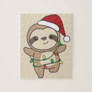 Puzzle Sloth Christmas Winter Animaux Sloths Jigsaw Puzzl