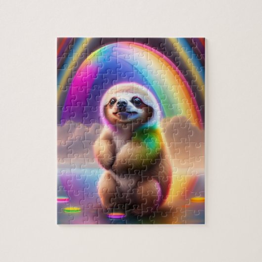Puzzle Sloth Watercolor Neon Ligths Baby Sloth (Vertical)