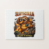 Puzzle Slothzilla Too Lazy to Destroy,Funny Kaiju Monster (Horizontal)