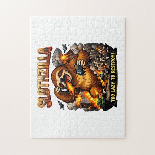 Puzzle Slothzilla Too Lazy to Destroy,Funny Kaiju Monster (Vertical)