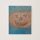 Puzzle Smiling Pumkin, Halloween Kids Art Watercolor (Vertical)