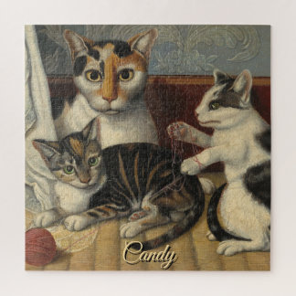 PUZZLE Snoep en speelse katjes Kat schilderij Legpuzzel