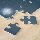 Puzzle Snowflakes, bleu et blanc, ballons (Côté)