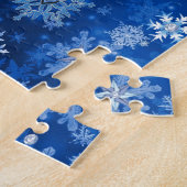 Puzzle Snowflakes de Noël Bleu et argent (Côté)