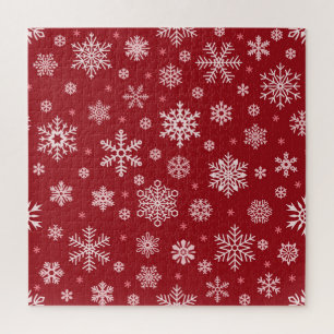 Puzzle Snowflakes, décoration rouge, motif de Noël.