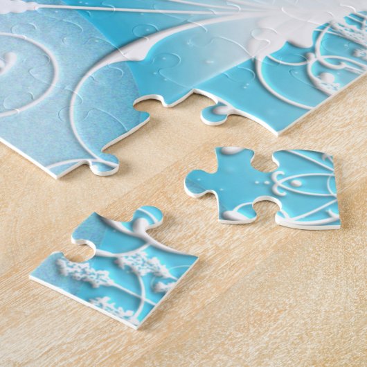 Puzzle Snowman à neige bleue avec Casquette noir et nez d (Côté)