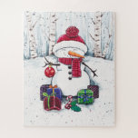 Puzzle Snowman Avec Cadeaux En Aquarelle<br><div class="desc">Aquarelle bonhomme de neige mignon avec des cadeaux. Adorable art saisonnier. Convient à toute personne qui aime le bonhomme de neige, les arts de l'aquarelle, les personnages mignons, les saisons, l'hiver, la neige, les modèles adorables et les arts mignons. Peut être un beau cadeau. Veuillez vérifier la collection complète pour...</div>