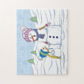 Puzzle Snowman Maman Enfant Pleurant Art Whimsical (Vertical)