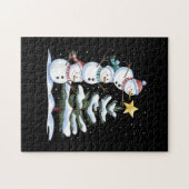 Puzzle Snowman Merry Christmas Santa Claus Tree Snow Fami (Horizontal)