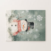 Puzzle Snowman Snowflakes Spruce Sprigs (Horizontal)