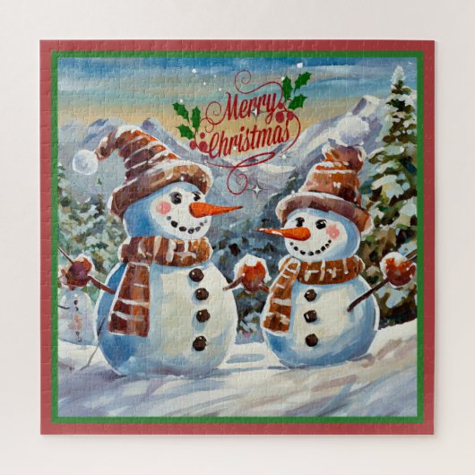 Puzzle Snowmen, Joyeux Noël, (Vertical)