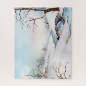 Puzzle Snowy Bridge Watercolor Landscape (Vertical)