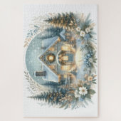 Puzzle Snowy Cottage Glow Scene (Vertical)