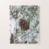 Puzzle Snowy Pine Cone I (Vertical)