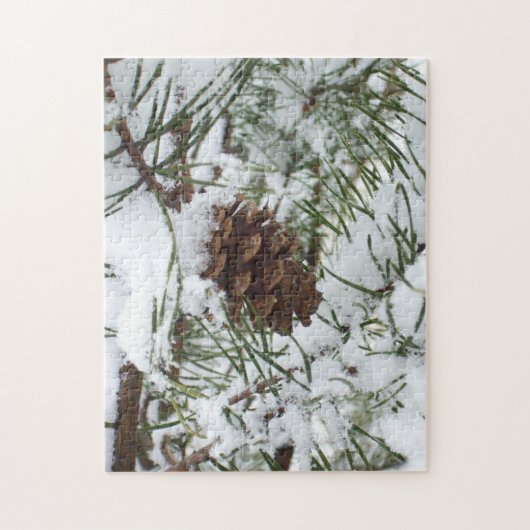 Puzzle Snowy Pine Cone I (Vertical)
