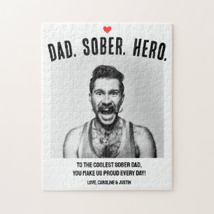Puzzle Sobriety Support Cadeau, Papa Hero Sober Photo per