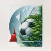 Puzzle Soccer Ball Sitting In Grass (Vertical)