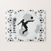 Puzzle Soccer gardien de but noir & blanc Nom du joueur (Horizontal)