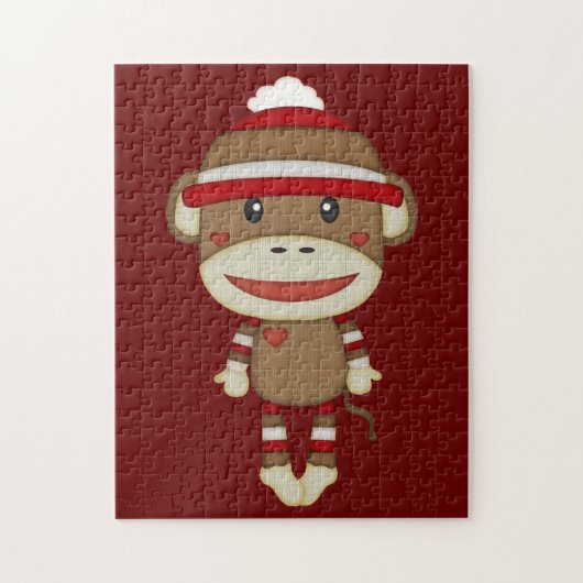 Puzzle Sock Monkey Retro Family Fun Game (Vertical)