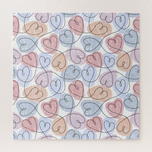 Puzzle Soft Hearts : Continuous Line Valentine's (Vertical)