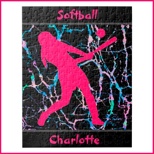 Puzzle Softball Rose / Noir / Argent
