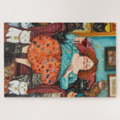 Puzzle Soirée cosy avec dame sans chats (Horizontal)