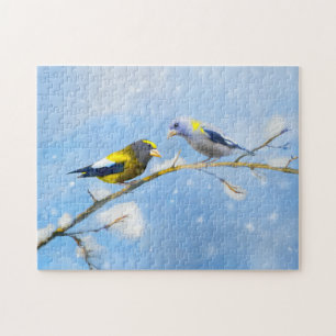 Puzzle Soirée Grosbeak Peinture - Cute Original Chien Art