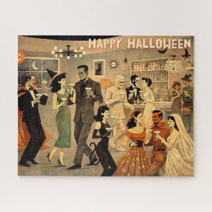Puzzle Soirée Martini Halloween Rétro Milieu de Siècle 40