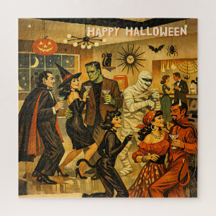 Puzzle Soirée Martini Halloween Rétro Milieu de Siècle 50