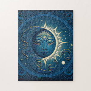 Puzzle Soleil bleu et lune