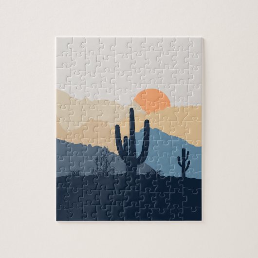 Puzzle Soleil désert bleu et beige (Vertical)