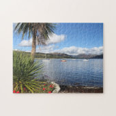 Puzzle Soleil en Ecosse. Baie avec palmiers et yachts (Horizontal)
