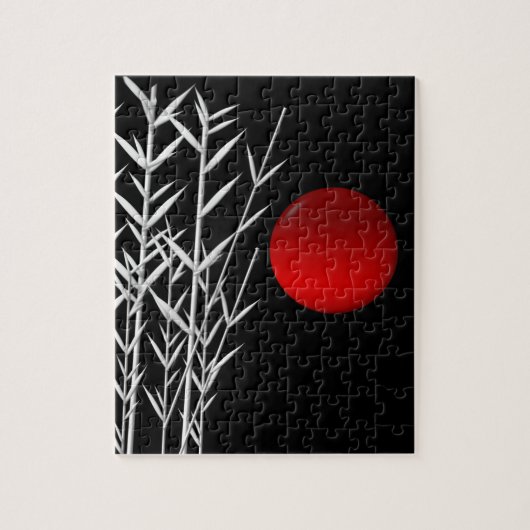 Puzzle Soleil rouge noir blanc zen (Vertical)